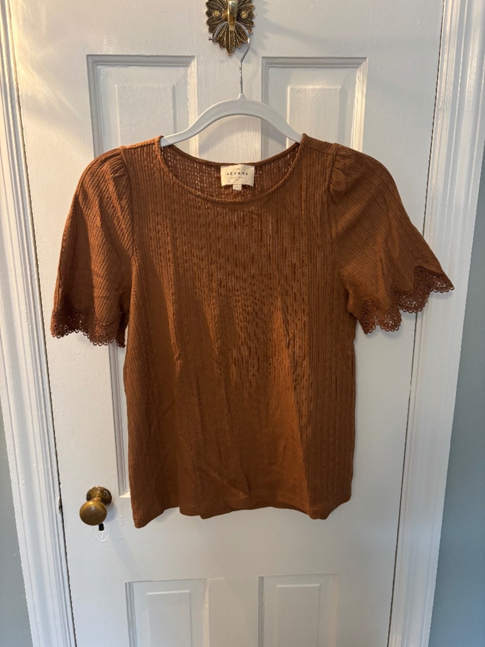 Sezane CLÉA T-SHIRT Coffee - Size S